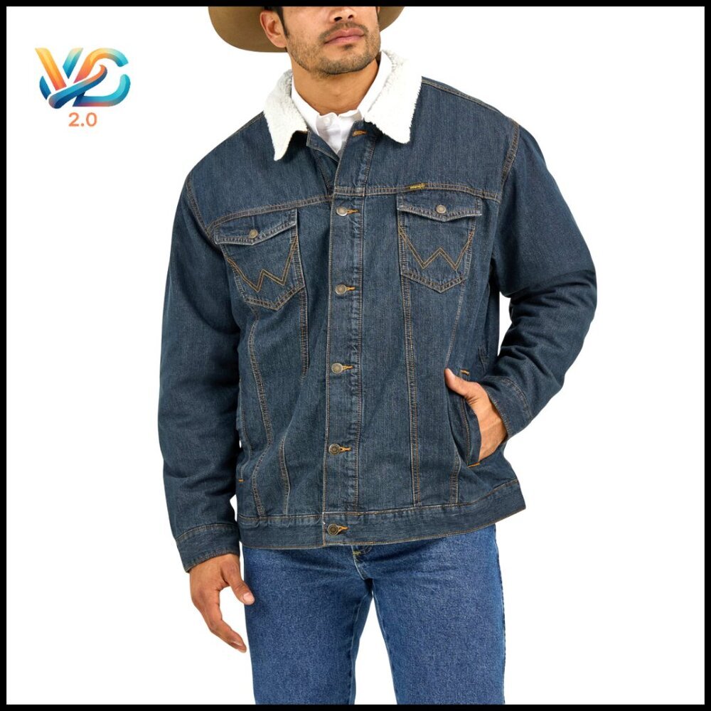 Men's Lined Denim Jacket‎ Western Style Heavyweight Cotton